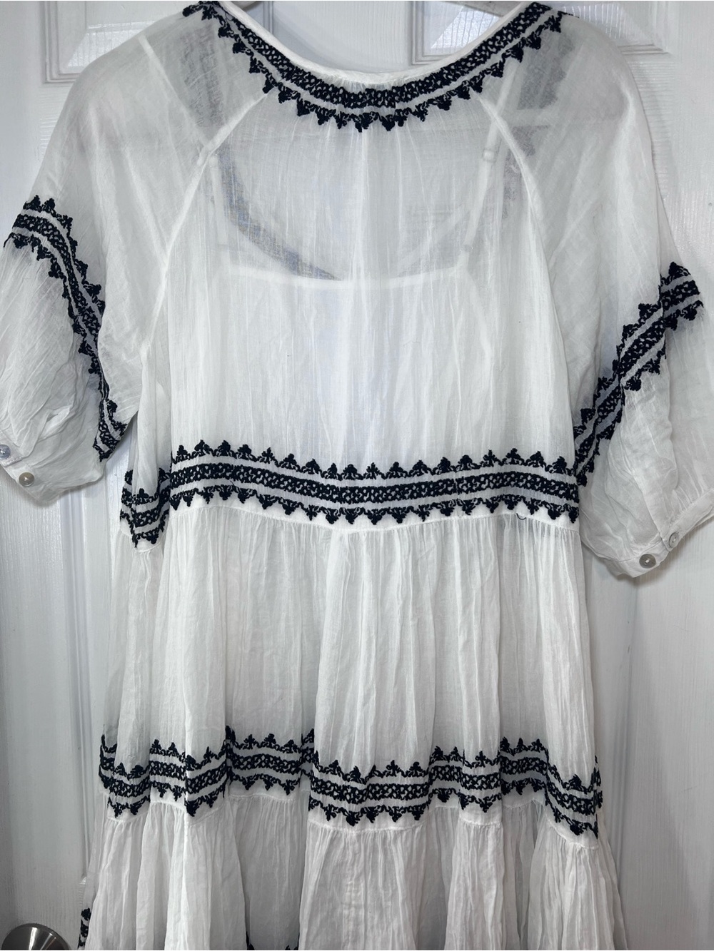 Sundance Sea La Vie Embroidered Dress White Black Size PM - Picture 7 of 14